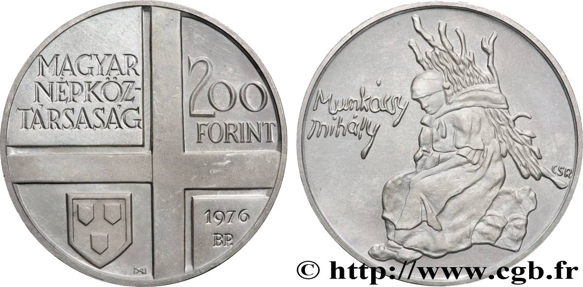 HONGRIE 200 Forint Proof le peintre Mihály Munkácsy 1976 Budapest SPL