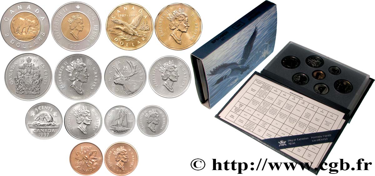 CANADA Série Proof 7 monnaies 1997  FDC