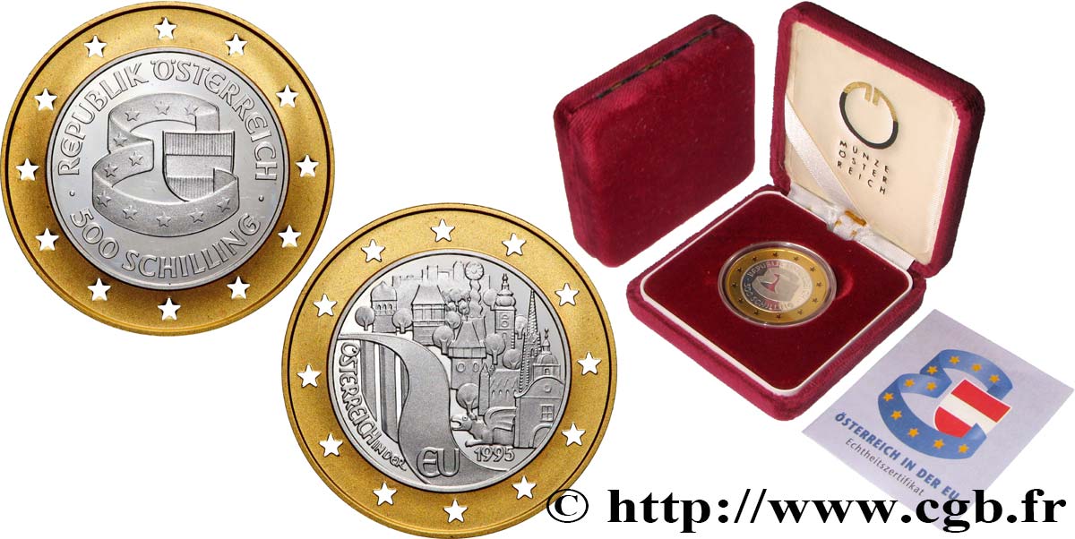 AUSTRIA 500 Schilling Proof Adhésion à l’Union Européenne 1995 MS