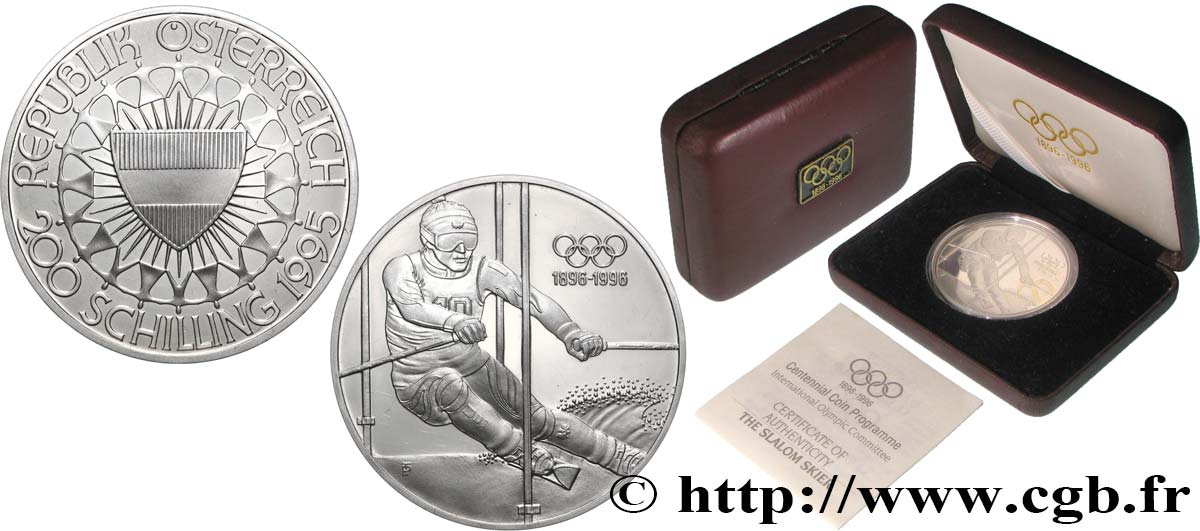 AUTRICHE 200 Schilling Proof Jeux Olympiques d’Hiver 1995 Vienne FDC