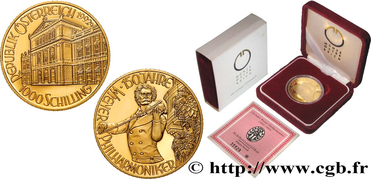 AUTRICHE 1000 Schilling Proof Strauss 1992  FDC