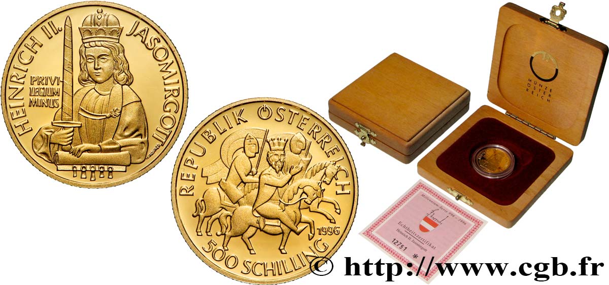 AUTRICHE 500 Schilling Proof Henri II Jasomirgott 1996  FDC