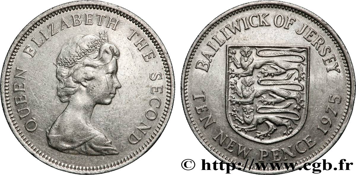 JERSEY 10 New Pence Elisabeth II 1975 Llantrisant TTB+