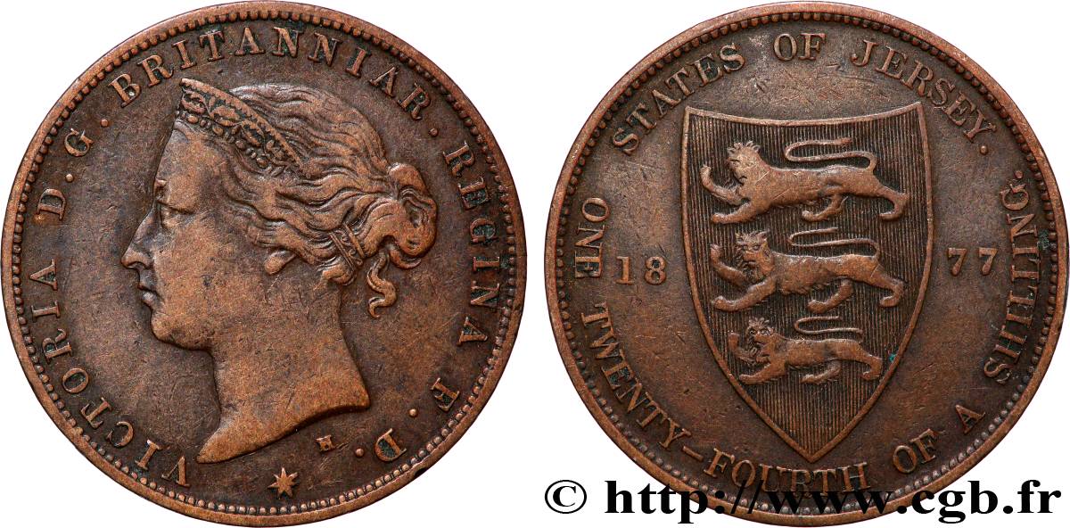 JERSEY 1/24 Shilling Victoria 1877 Heaton TB+