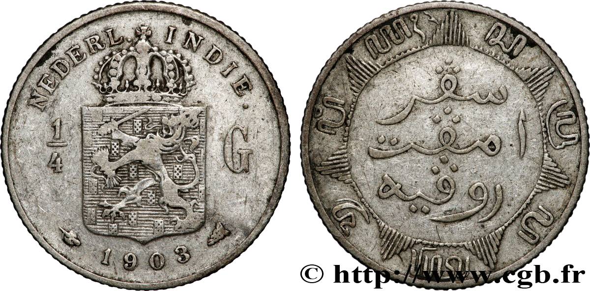 INDES NEERLANDAISES 1/4 Gulden 1903 Utrecht TB