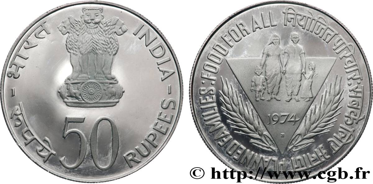 INDE 50 Proof Roupies FAO 1974 Bombay SPL