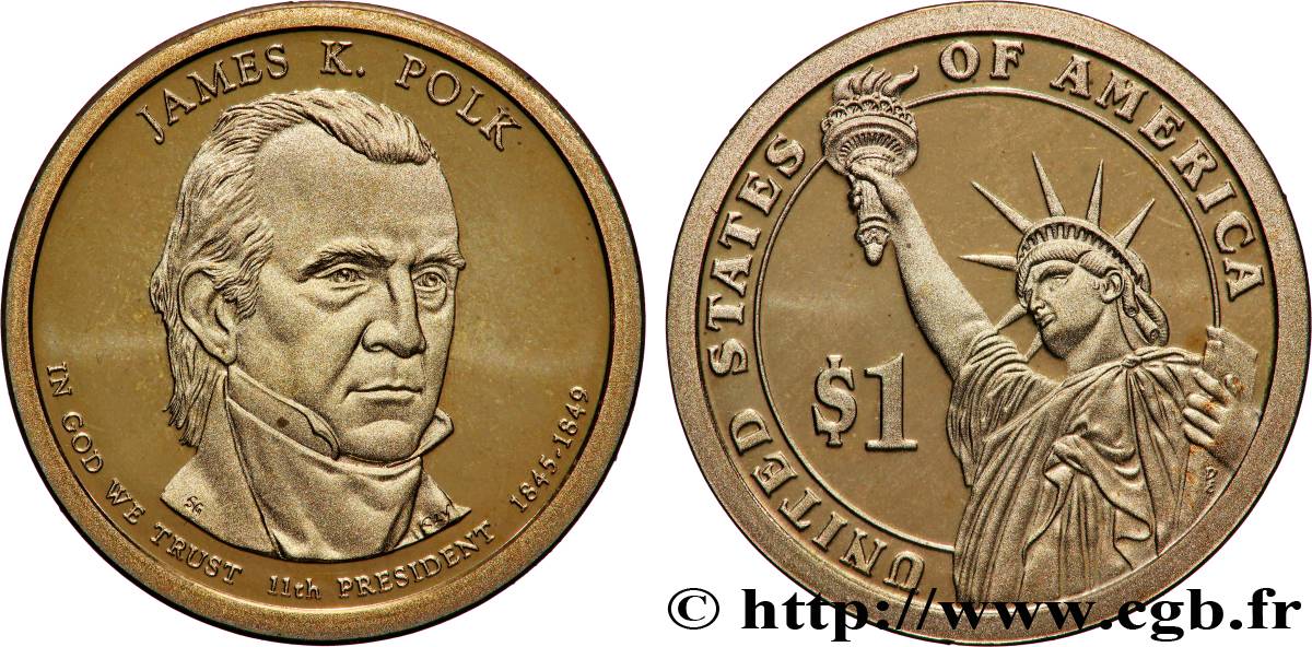 ÉTATS-UNIS D AMÉRIQUE 1 Dollar Présidentiel James K. Polk - Proof 2009 San Francisco SPL