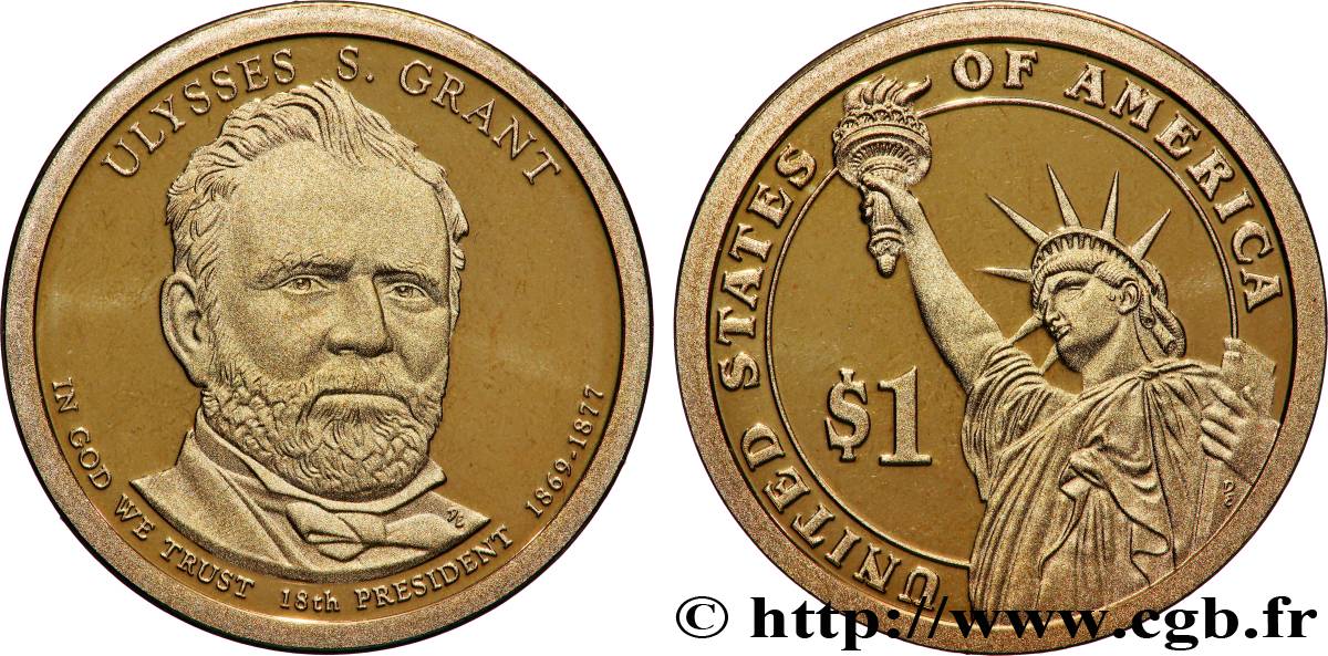 ÉTATS-UNIS D AMÉRIQUE 1 Dollar Présidentiel Ulysse S. Grant - Proof 2011 San Francisco FDC