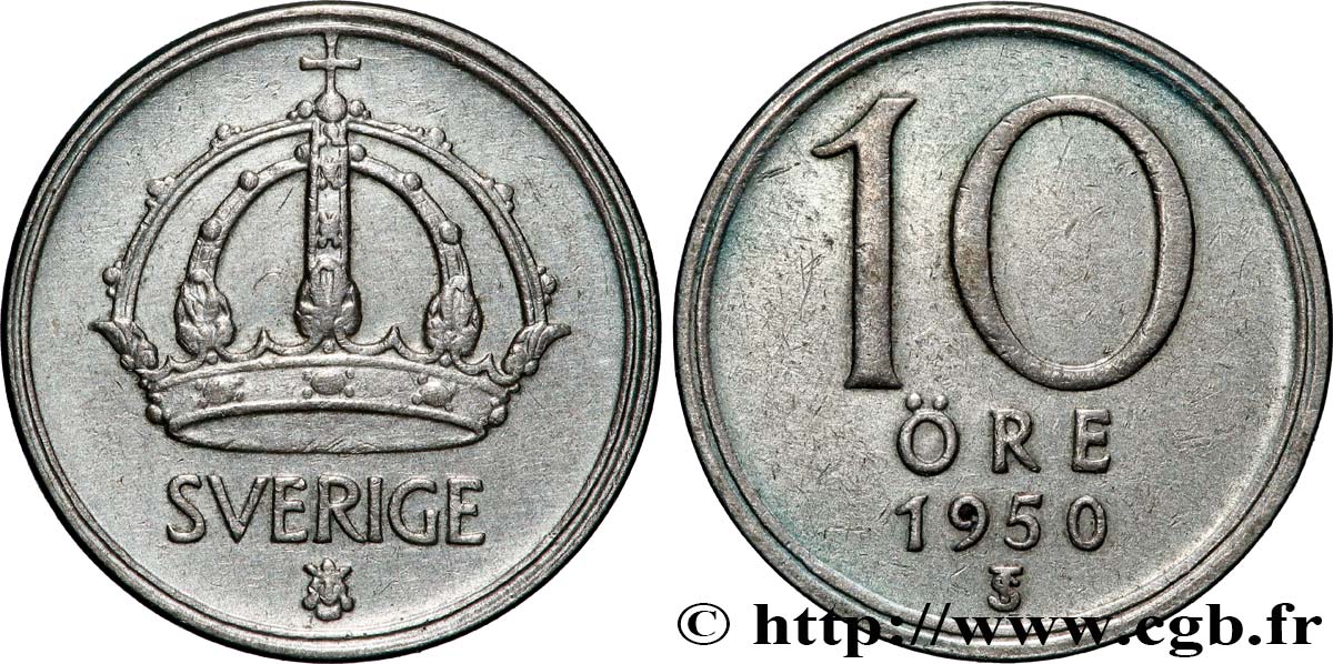 SWEDEN 10 Ore 1950 Kungsholmen AU