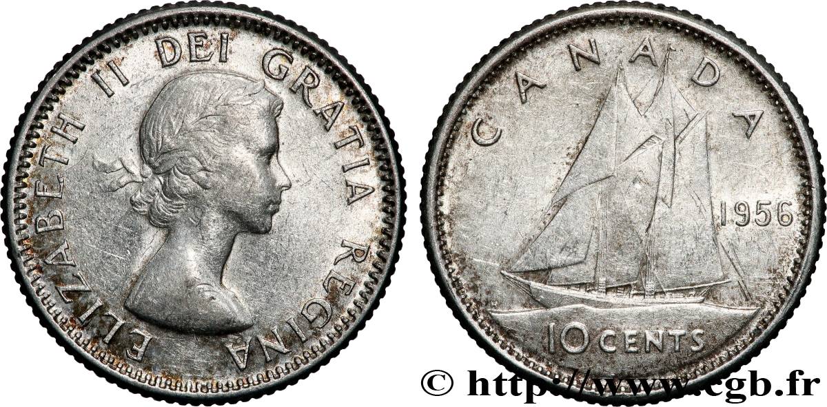 CANADA 10 Cents Elisabeth II 1956 Ottawa TTB+