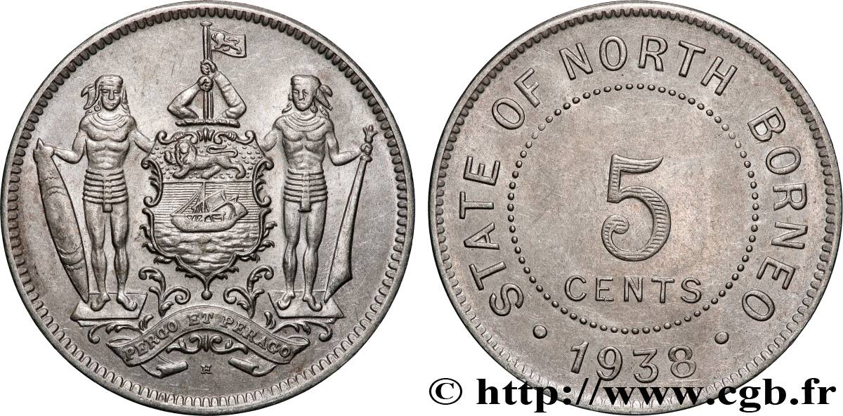 MALAISIE et BORNEO BRITANNIQUE 5 Cents State of North Borneo 1938 Heaton TTB+