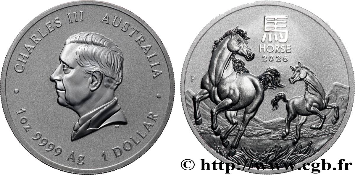 ARGENT D INVESTISSEMENT 1 Oz - 1 Dollar Année du Cheval 2026  FDC