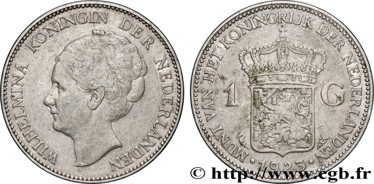 PAYS-BAS 1 Gulden Wilhelmina 1923 Utrecht TB+