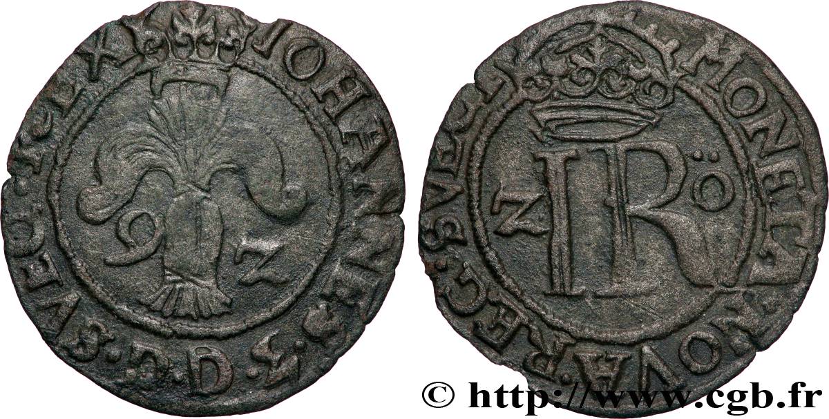 SWEDEN - KINGDOM OF SWEDEN - JOHN III 2 Ore 1592  XF