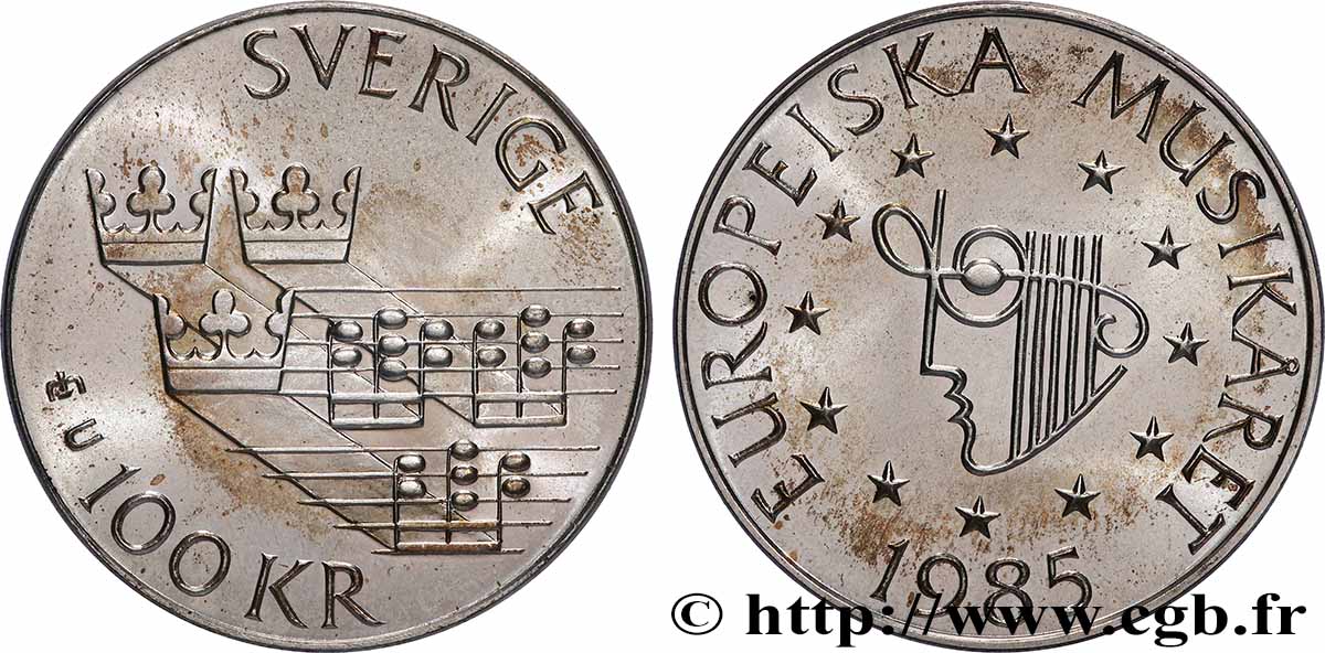 SUÈDE 100 Kronor European Music Year 1985 Eskilstuna SPL