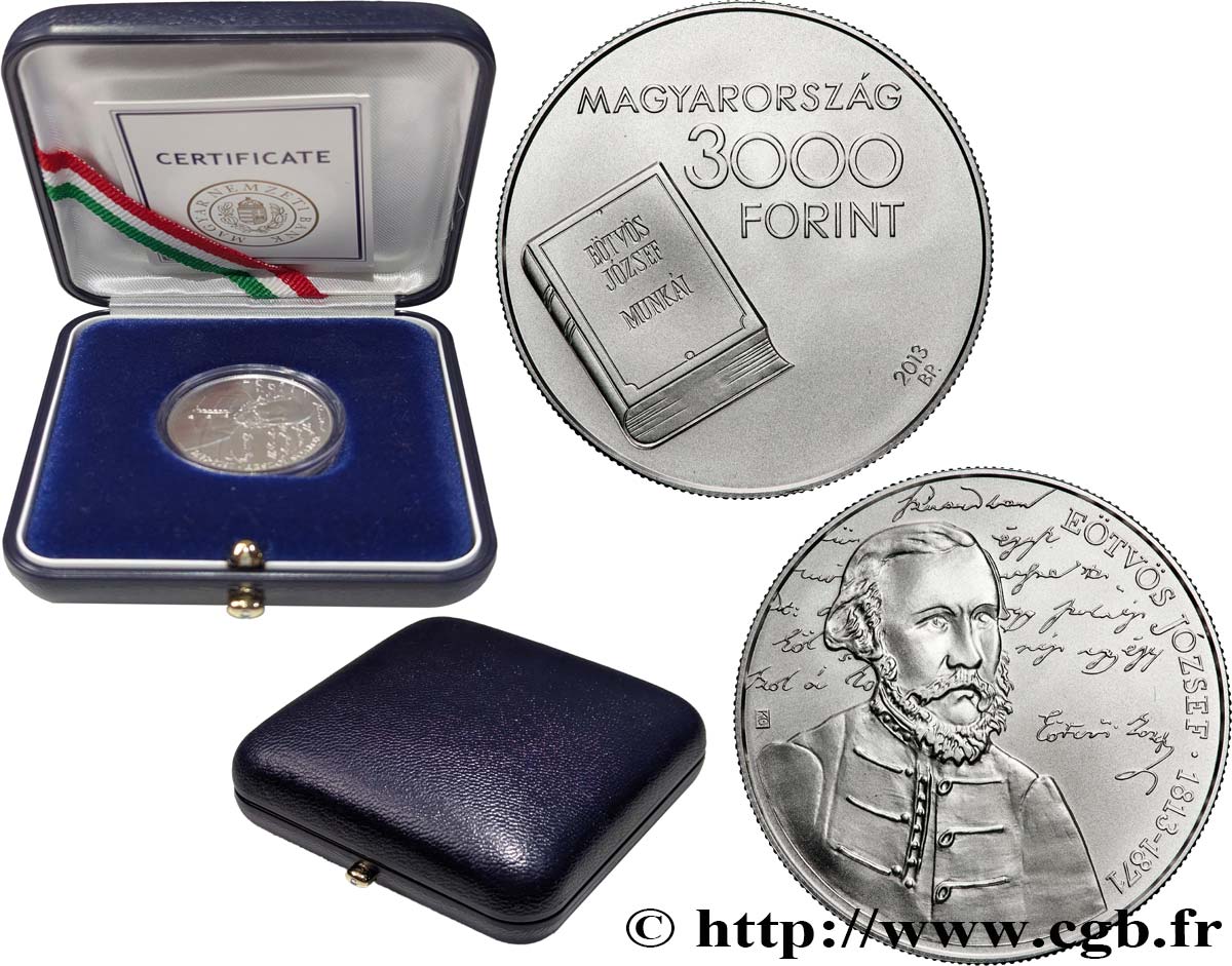 HUNGARY 3000 Forint József Eötvös 2013 Budapest MS