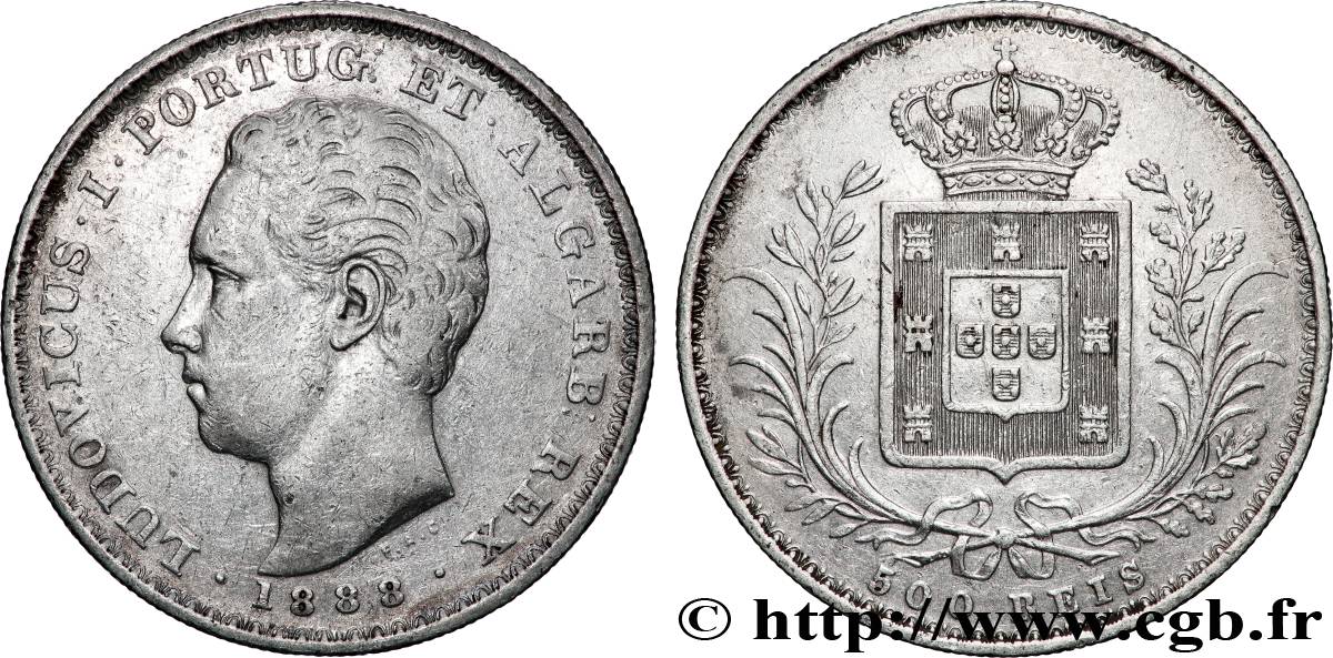 PORTUGAL - ROYAUME DU PORTUGAL - LOUIS Ier 500 Reis 1888 XF