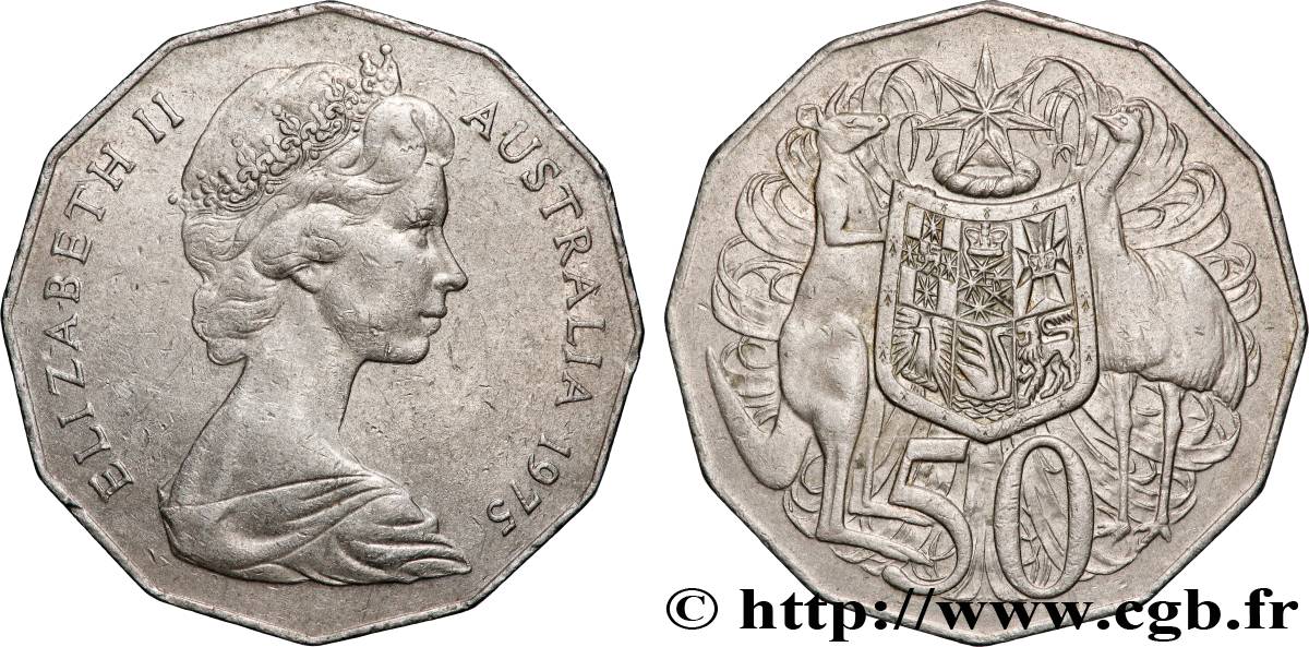 AUSTRALIEN 50 Cents Elisabeth II 1975 Canberra fVZ