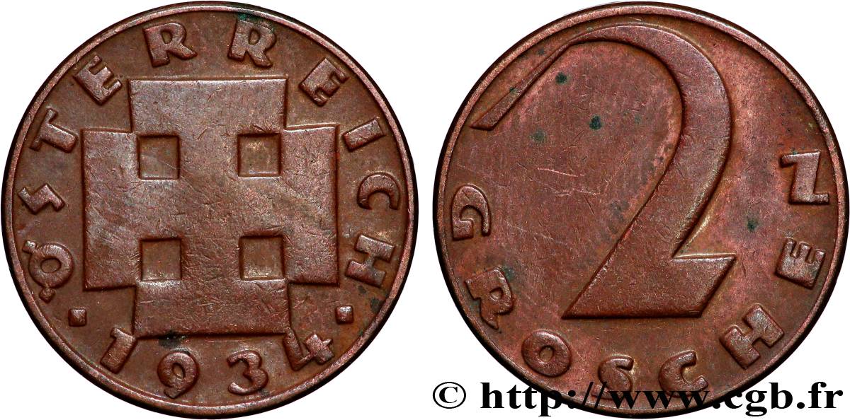 AUTRICHE 2 Groschen 1934 Vienne TTB