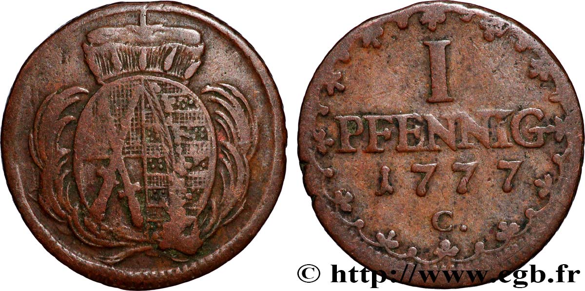 DEUTSCHLAND - SACHSEN 1 Pfennig Frédéric-Auguste III électeur de Saxe 1777 Dresde S