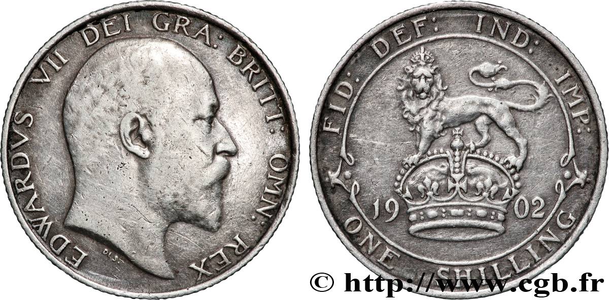 ROYAUME-UNI 1 Shilling Edouard VII 1902 Londres TB+