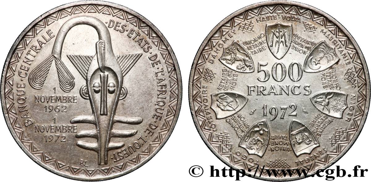 WEST AFRICAN STATES (BCEAO) 500 Francs BCEAO 1972 Paris AU