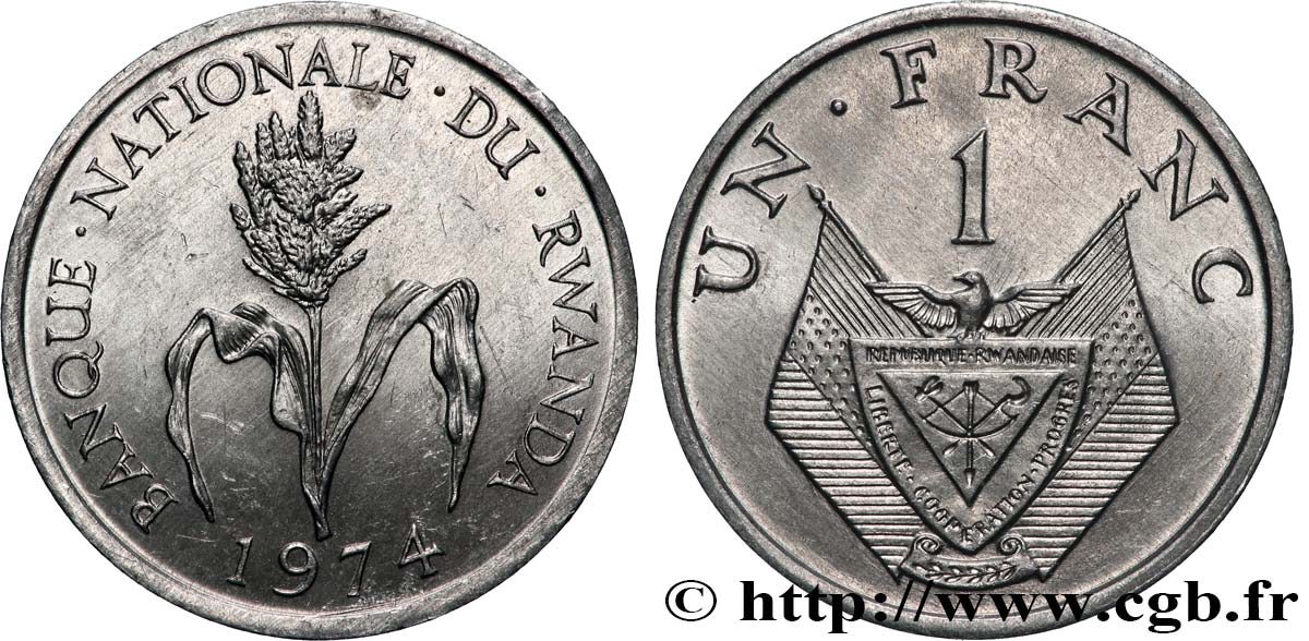 RWANDA 1 Franc 1974  SPL
