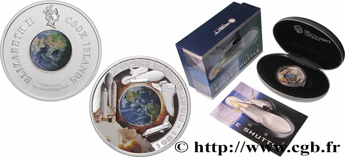 ÎLES COOK 1 Dollar Proof Première Navette Spatiale 2010 FDC