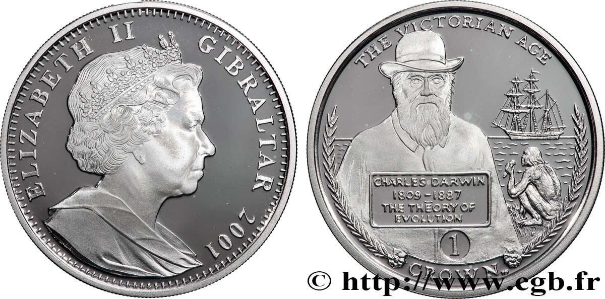 GIBRALTAR 1 Crown Proof Charles Darwin 2001 MS