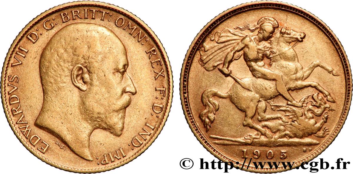 OR, PALLADIUM ET PLATINE INVESTISSEMENT 1/2 Souverain Edouard VII 1905 Londres TB+