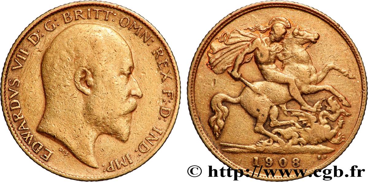 GOLD-, PALLADIUM- UND PLATIN-INVESTITIONEN 1/2 Souverain Edouard VII 1908 Londres S