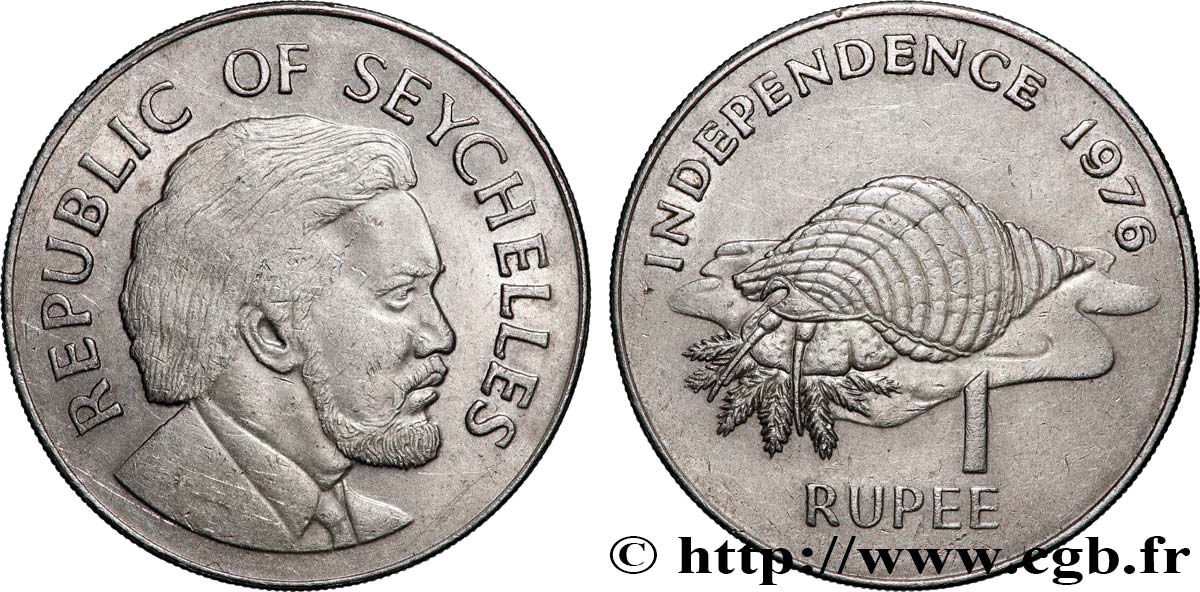 SEYCHELLES 1 Rupee Président Mancham 1976 SUP