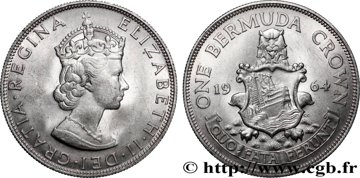 BERMUDAS 1 Crown Elisabeth II 1964 VZ