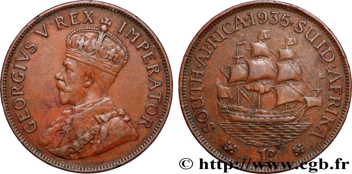 AFRIQUE DU SUD - UNION SUD-AFRICAINE - GEORGES V 1 Penny 1936 Pretoria TTB
