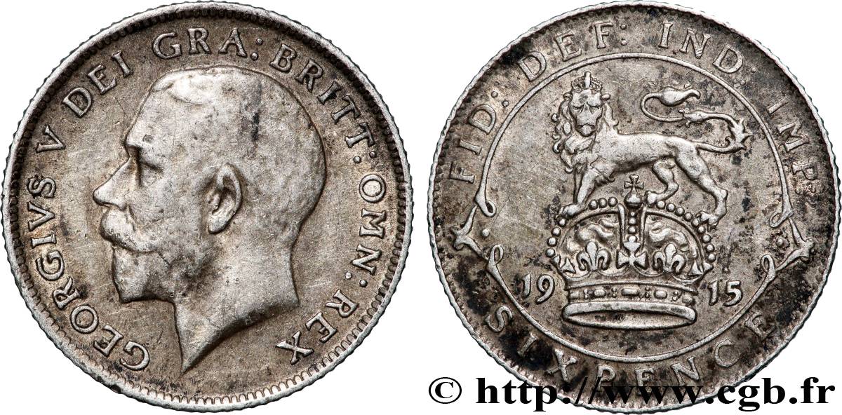 ROYAUME-UNI 6 Pence Georges V 1915 Londres TTB