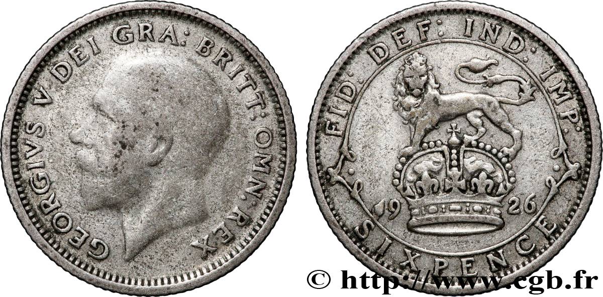 ROYAUME-UNI 6 Pence Georges V 1926 Londres TB
