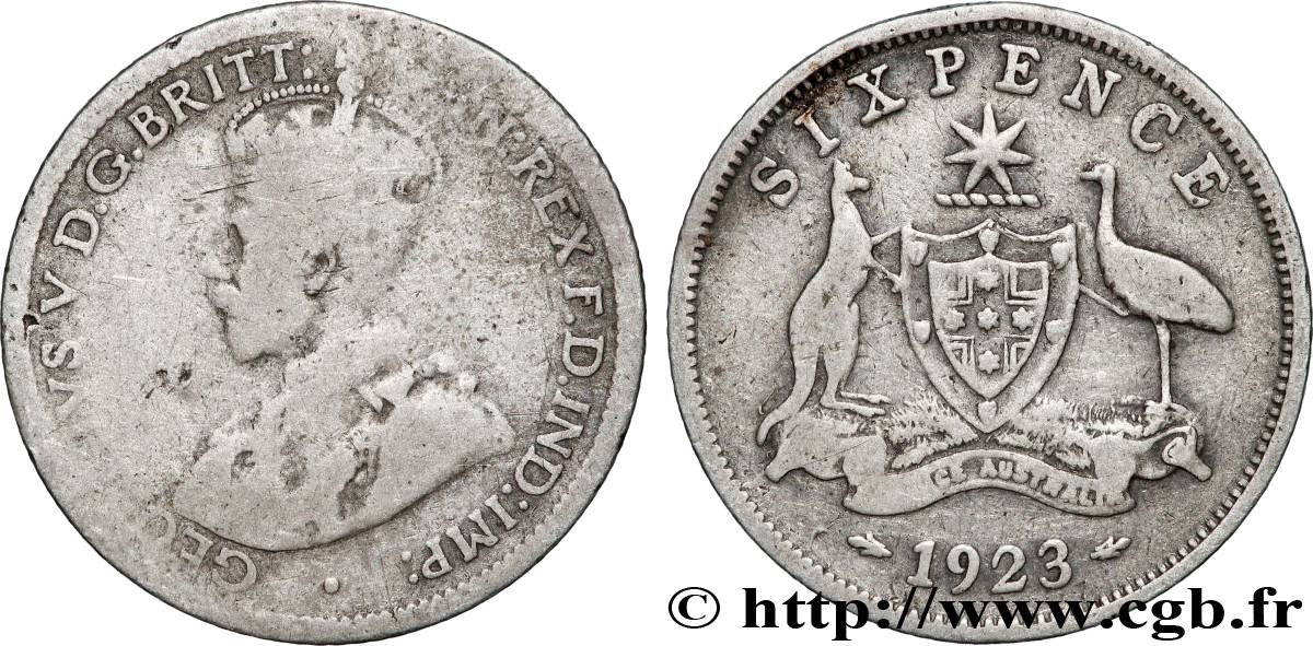 AUSTRALIA 6 Pence Georges V 1923 F