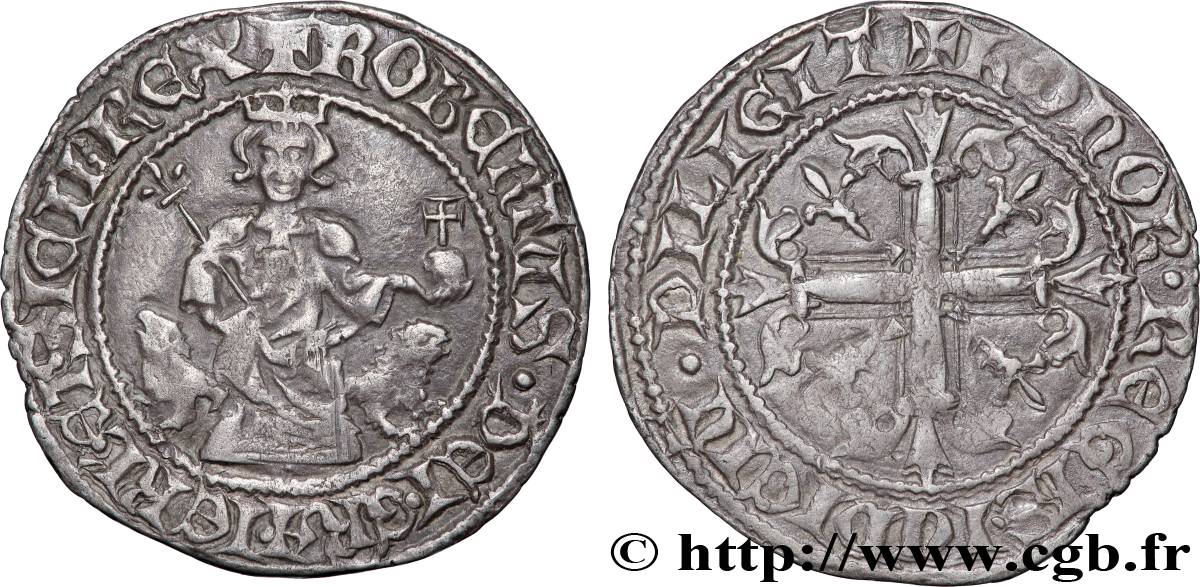 ITALIE - ROYAUME DE NAPLES - ROBERT D ANJOU Gigliato (Gillat) ou Carlin d argent n.d. Naples TTB+