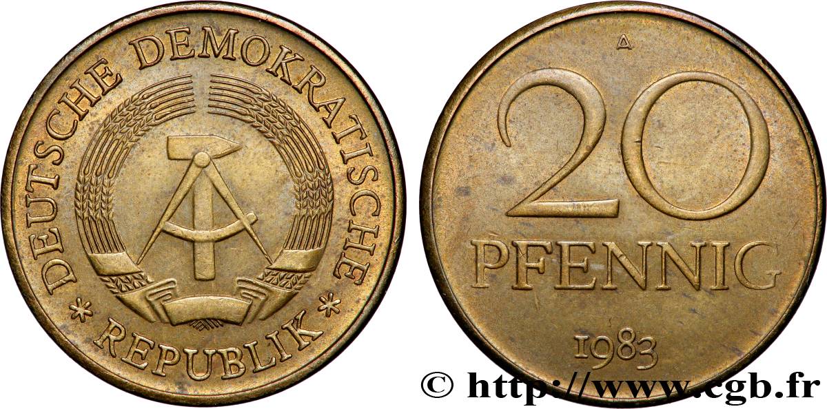 DEUTSCHE DEMOKRATISCHE REPUBLIK 20 Pfennig 1983 Berlin VZ