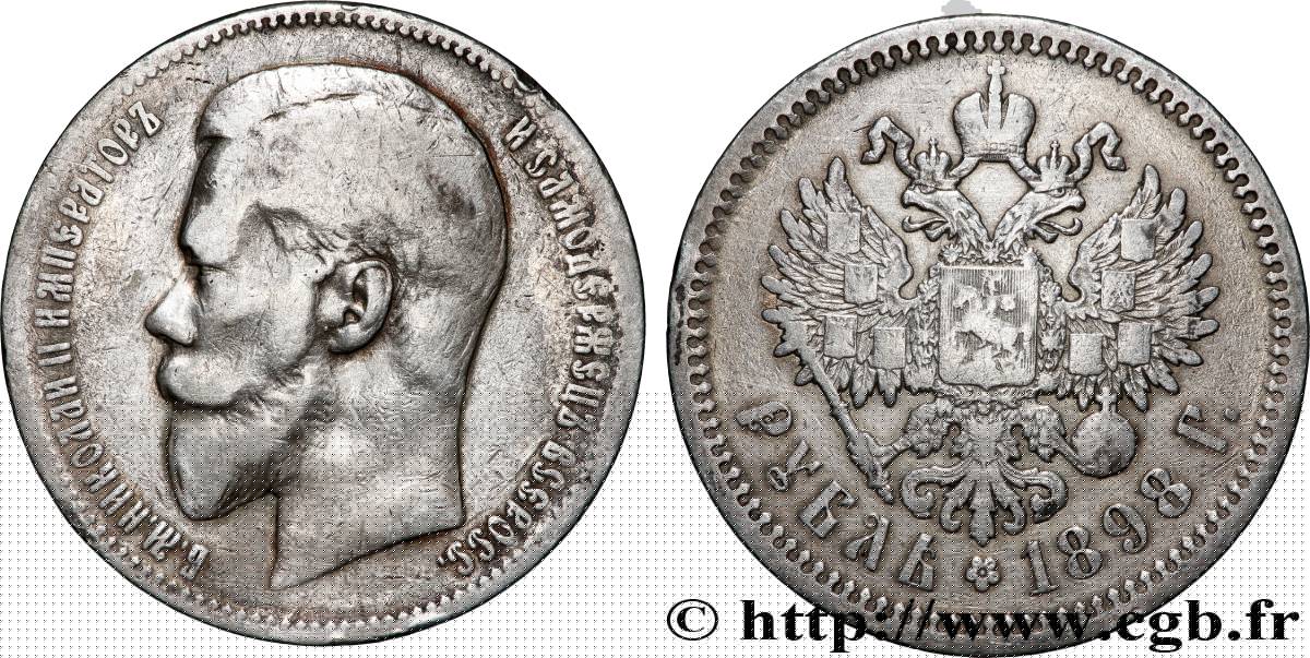 RUSSIE - NICOLAS II 1 Rouble 1898 Saint-Petersbourg TB+