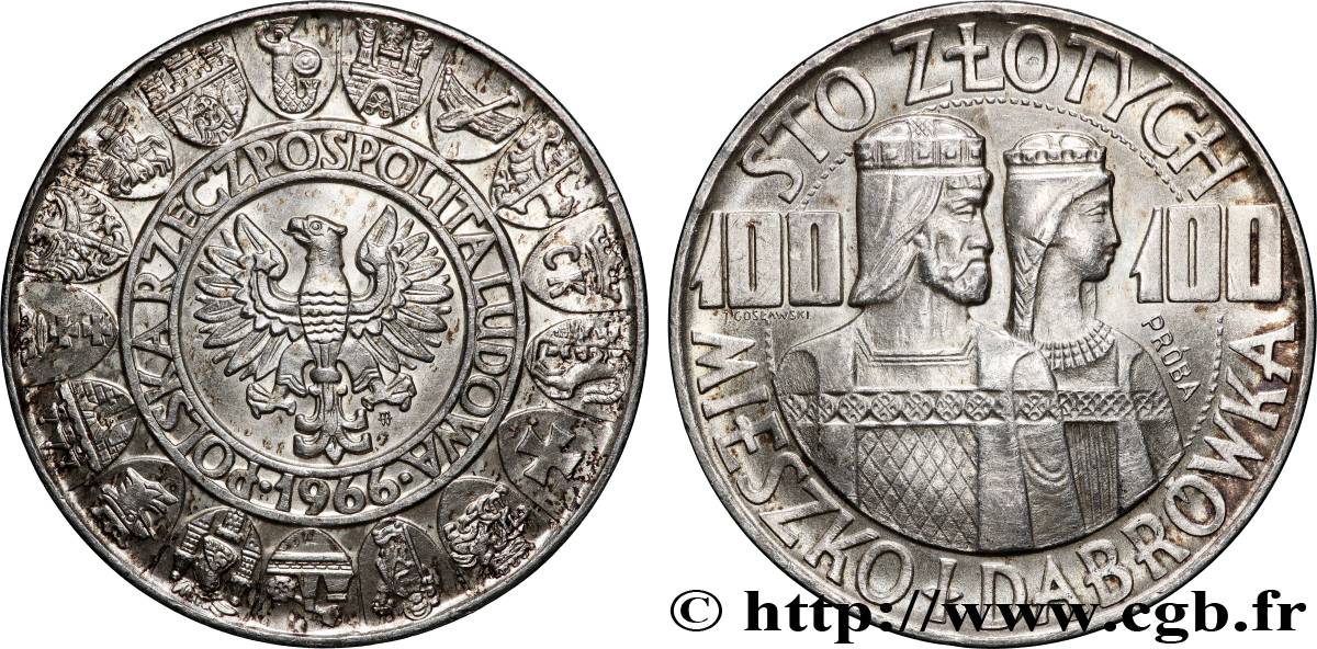 POLOGNE 100 Zlotych - 1000 ans de la Pologne 1966 Varsovie SUP