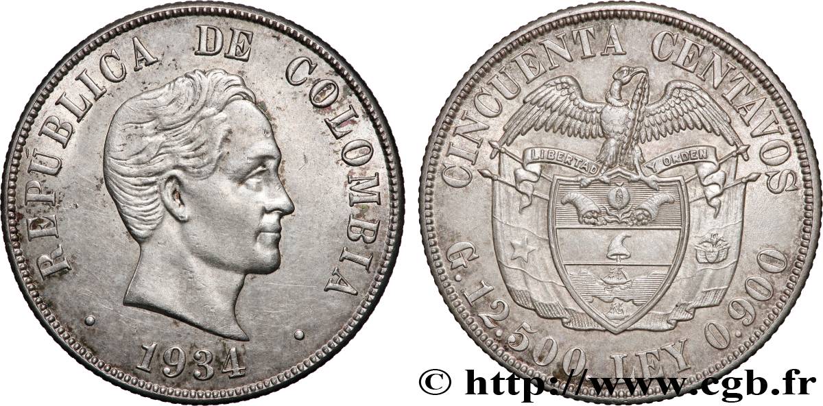 COLOMBIE 50 Centavos 1934 TTB+