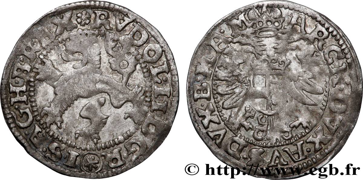 BOHÊME - RODOLPHE II DE HABSBOURG 1 Groschen blanc “weissgroschen” n.d. Budějovice TTB