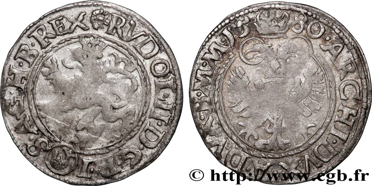 BOHÊME - RODOLPHE II DE HABSBOURG 3 Kreuzers 1580 Kuttenberg TTB