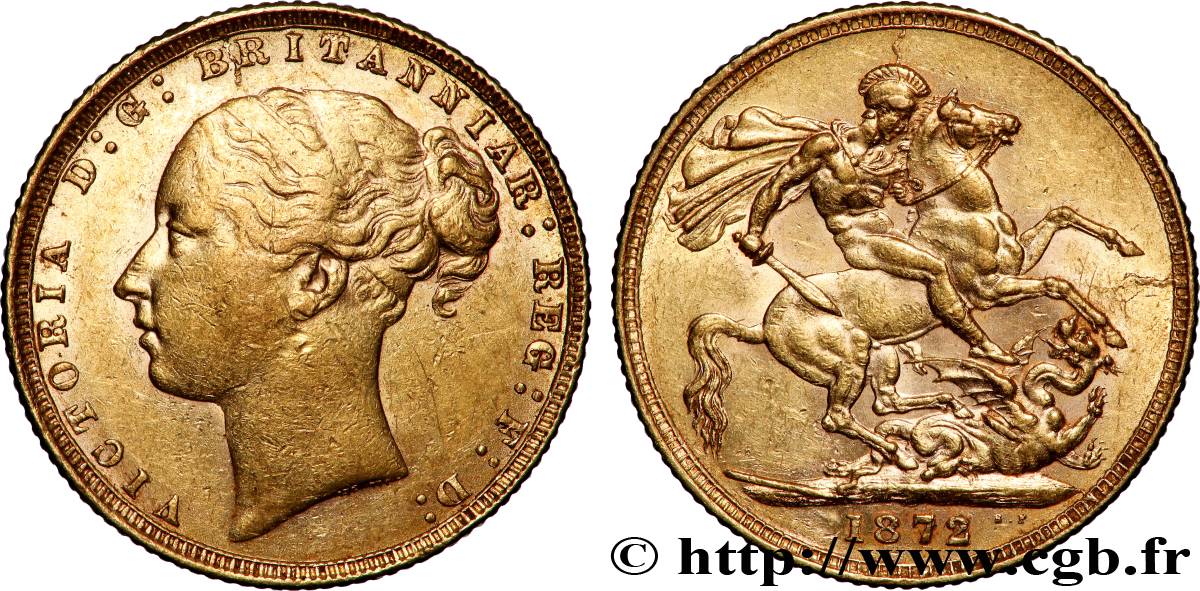GOLD, PALLADIUM & PLATINUM INVESTMENT 1 Souverain Victoria 1872 Londres XF