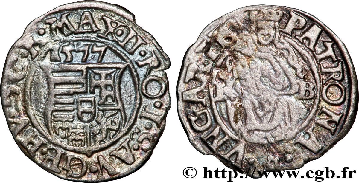 HONGRIE - ROYAUME DE HONGRIE - MAXIMILIEN II Denier 1577 Kremnitz TB+