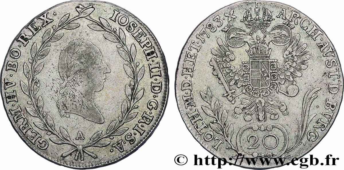 AUSTRIA 20 Kreuzer Joseph II 1783 Vienne VF
