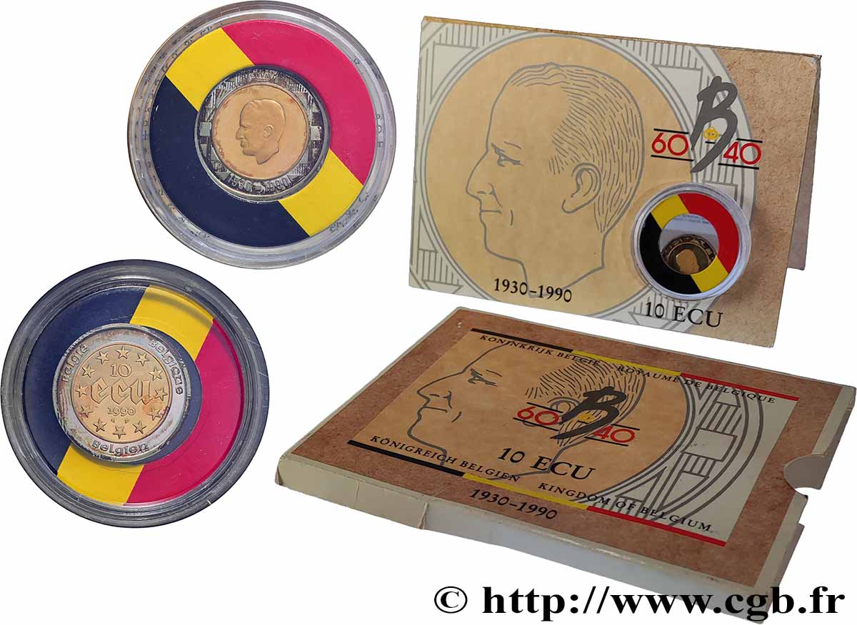 BELGIQUE - ROYAUME DE BELGIQUE - BAUDOUIN Ier 10 Ecu en or et argent 60 ans du roi Baudouin Ier 1990 Bruxelles SPL