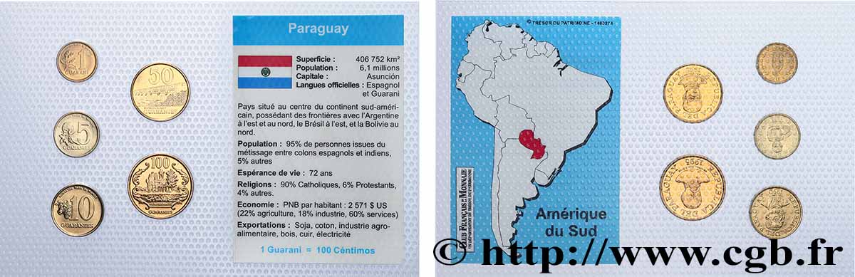 PARAGUAY Lot 5 monnaies 1990-1998 SPL