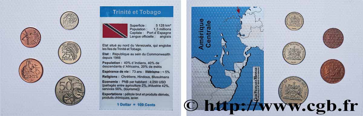 TRINIDAD E TOBAGO Lot 5 monnaies 2003-2005 MS